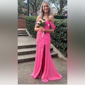 EUC beaded Hot pink Prom dress size 0